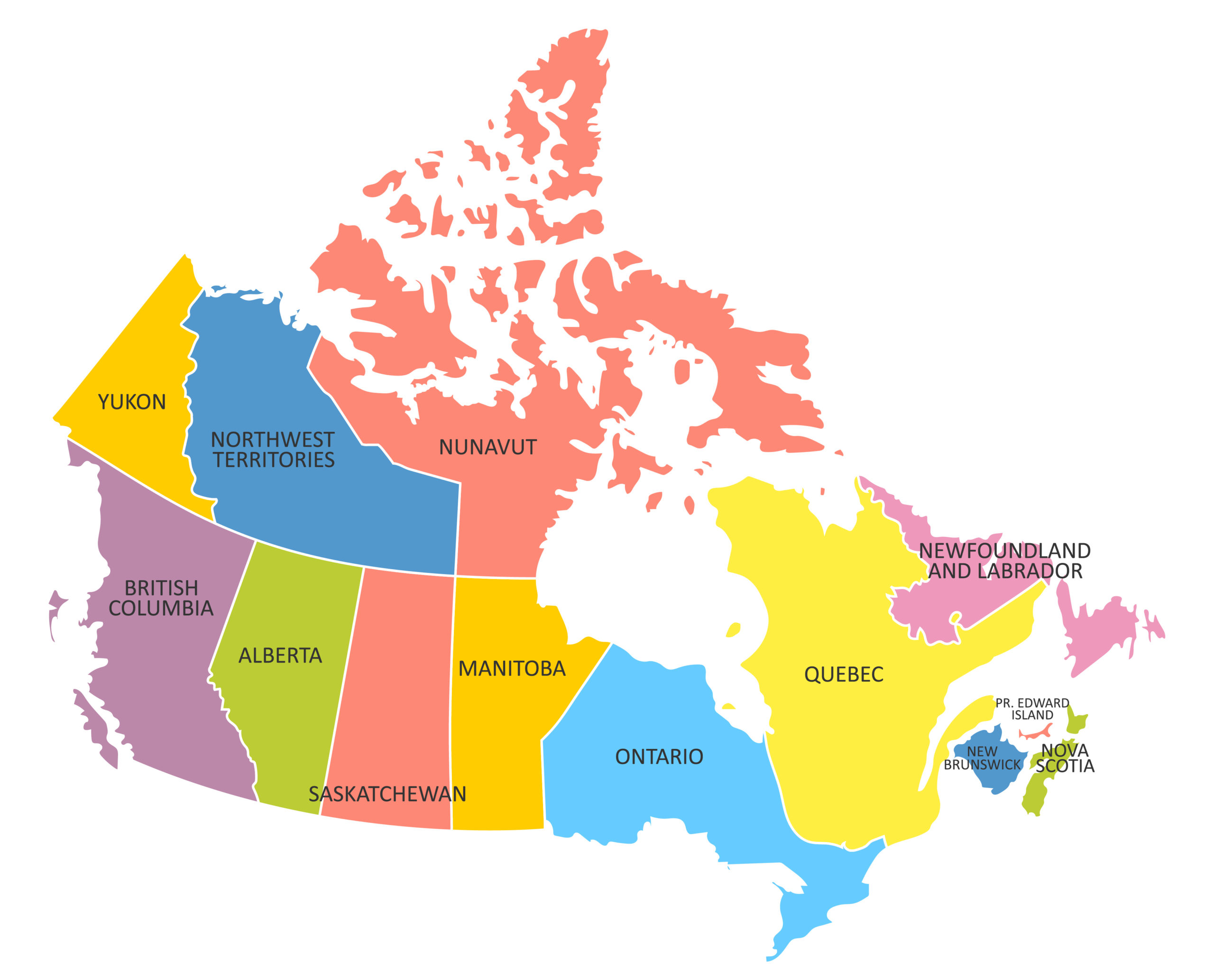 Map of Canada with eligible provinces